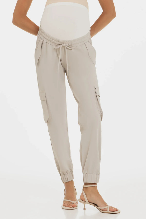 Μπεζ cargo παντελόνι εγκυμοσύνης