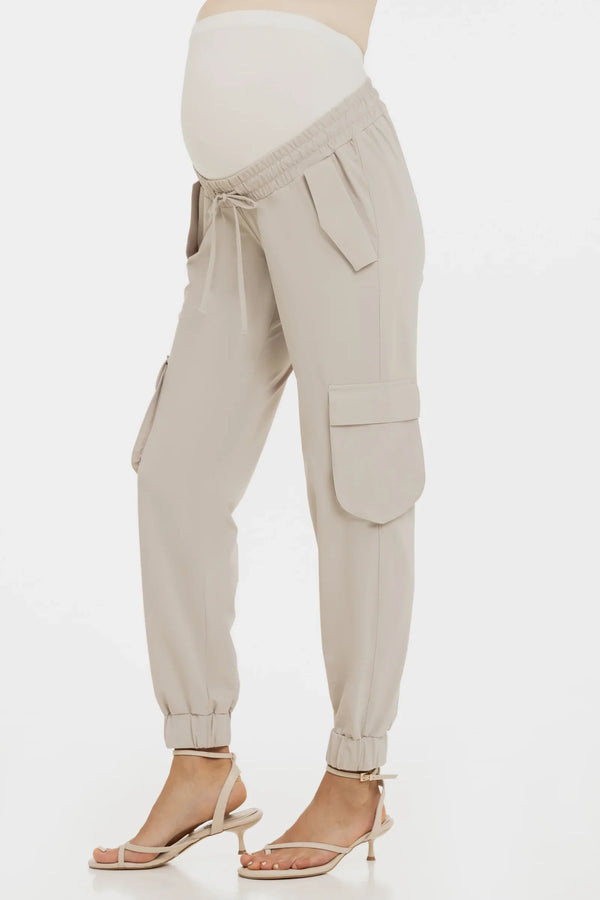 Μπεζ cargo παντελόνι εγκυμοσύνης