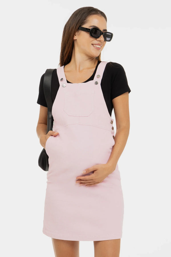 Βαμβακερό φόρεμα σαλοπέτα εγκυμοσύνης και θηλασμού – ροζ - - soonMAMA - Η σωστή προσθήκη στην κομψή και άνετη εγκυμοσύνη! - Παλτά για έγκυες