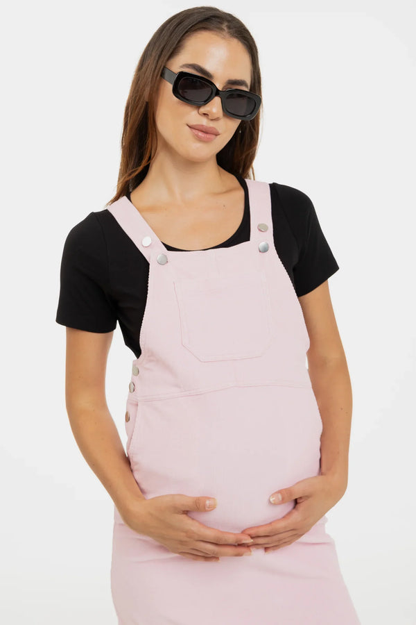 Βαμβακερό φόρεμα σαλοπέτα εγκυμοσύνης και θηλασμού – ροζ - - soonMAMA - Η σωστή προσθήκη στην κομψή και άνετη εγκυμοσύνη! - Παλτά για έγκυες