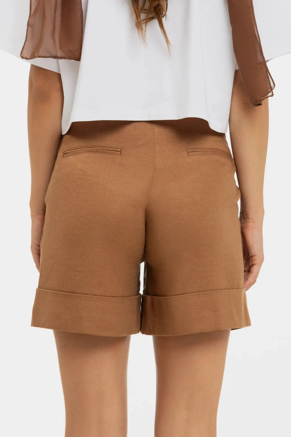Σορτς εγκυμοσύνης με λινή σύνθεση – σε καραμελέ απόχρωση
