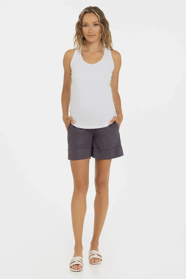 Памучен топ с презрамки с прехвърляне - бял - - soonMAMA - Η σωστή προσθήκη στην κομψή και άνετη εγκυμοσύνη! - Παλτά για έγκυες