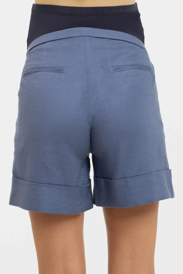 Σορτς εγκυμοσύνης με λινή σύνθεση - μπλε - - soonMAMA - Η σωστή προσθήκη στην κομψή και άνετη εγκυμοσύνη! - Παλτά για έγκυες