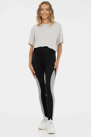 Αθλητικά κολάν εγκυμοσύνης με γκρι σιρίτια - - soonMAMA - Η σωστή προσθήκη στην κομψή και άνετη εγκυμοσύνη! - Παλτά για έγκυες