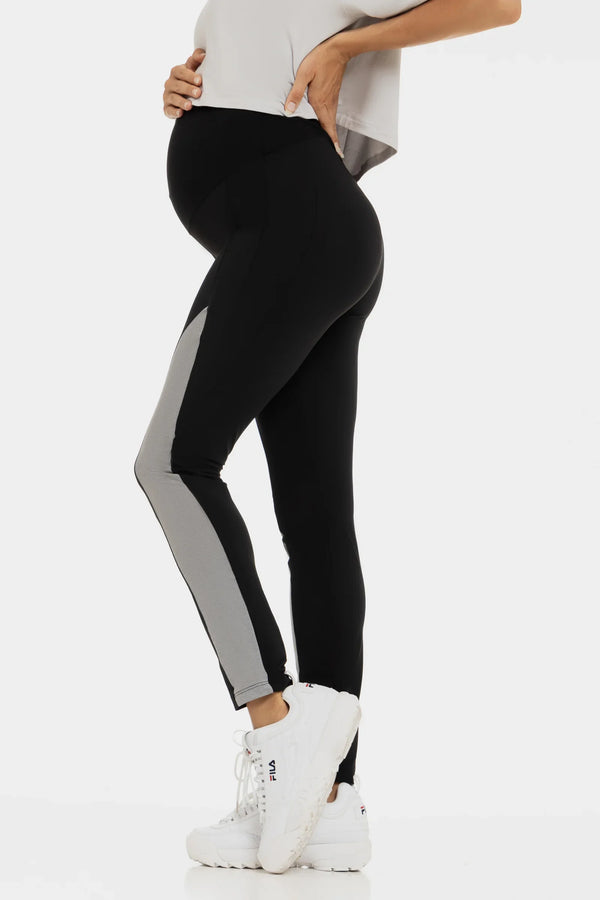 Αθλητικά κολάν εγκυμοσύνης με γκρι σιρίτια - - soonMAMA - Η σωστή προσθήκη στην κομψή και άνετη εγκυμοσύνη! - Παλτά για έγκυες