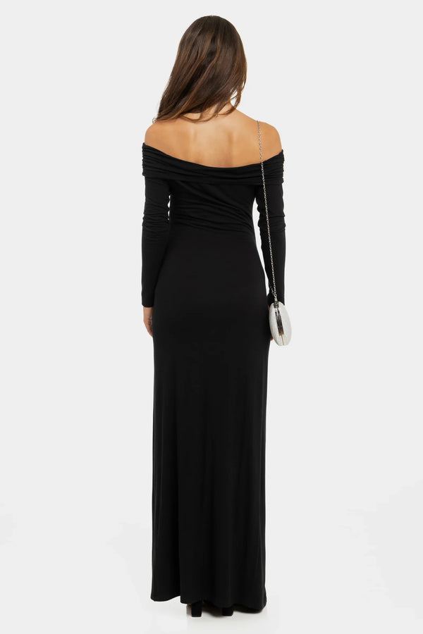 Κομψό μαύρο φόρεμα με ακάλυπτους ώμους - - soonMAMA - Η σωστή προσθήκη στην κομψή και άνετη εγκυμοσύνη! - Παλτά για έγκυες