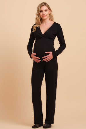 Βαμβακερή πιτζάμα εγκυμοσύνης και θηλασμού σε μαύρο χρώμα -  - soonMAMA - Η σωστή προσθήκη στην κομψή και άνετη εγκυμοσύνη! - Παλτά για έγκυες