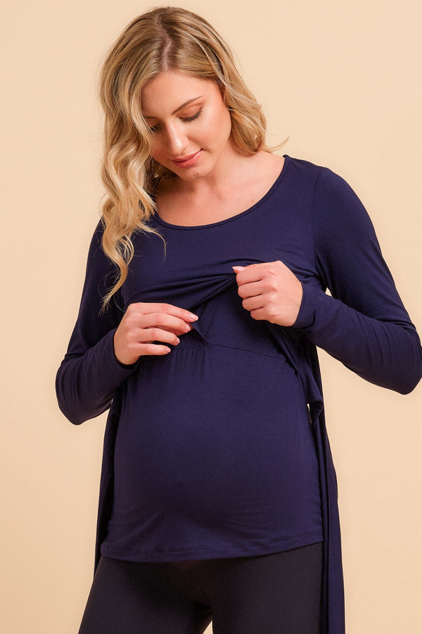Μπλούζα εγκυμοσύνης και θηλασμού με δετή ζώνη - Μπλούζα - soonMAMA - Η σωστή προσθήκη στην κομψή και άνετη εγκυμοσύνη! - Παλτά για έγκυες