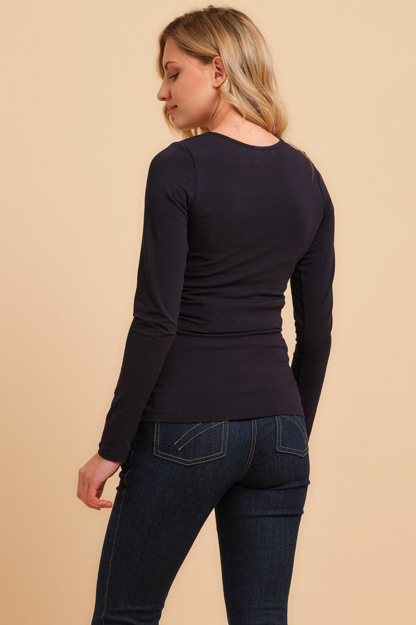 Βαμβακερή μπλούζα εγκυμοσύνης και θηλασμού - σκούρο μπλε