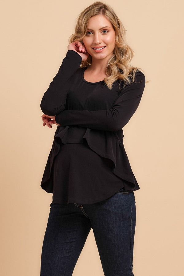 Μπλούζα εγκυμοσύνης και θηλασμού με βολάν - Μπλούζα - soonMAMA - Η σωστή προσθήκη στην κομψή και άνετη εγκυμοσύνη! - Παλτά για έγκυες