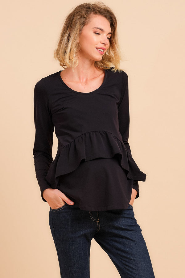 Μπλούζα εγκυμοσύνης και θηλασμού με βολάν - Μπλούζα - soonMAMA - Η σωστή προσθήκη στην κομψή και άνετη εγκυμοσύνη! - Παλτά για έγκυες