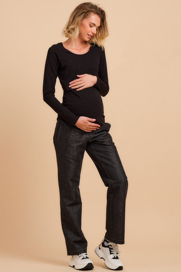 Φαρδύ παντελόνι εγκυμοσύνης τζιν - Παντελόνι - soonMAMA - Η σωστή προσθήκη στην κομψή και άνετη εγκυμοσύνη! - Παλτά για έγκυες