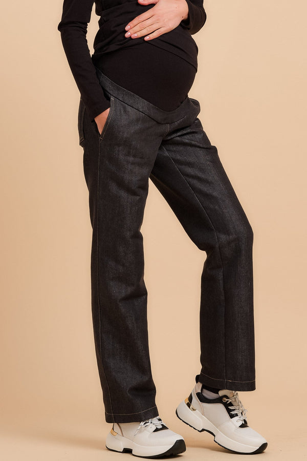 Φαρδύ παντελόνι εγκυμοσύνης τζιν - Παντελόνι - soonMAMA - Η σωστή προσθήκη στην κομψή και άνετη εγκυμοσύνη! - Παλτά για έγκυες