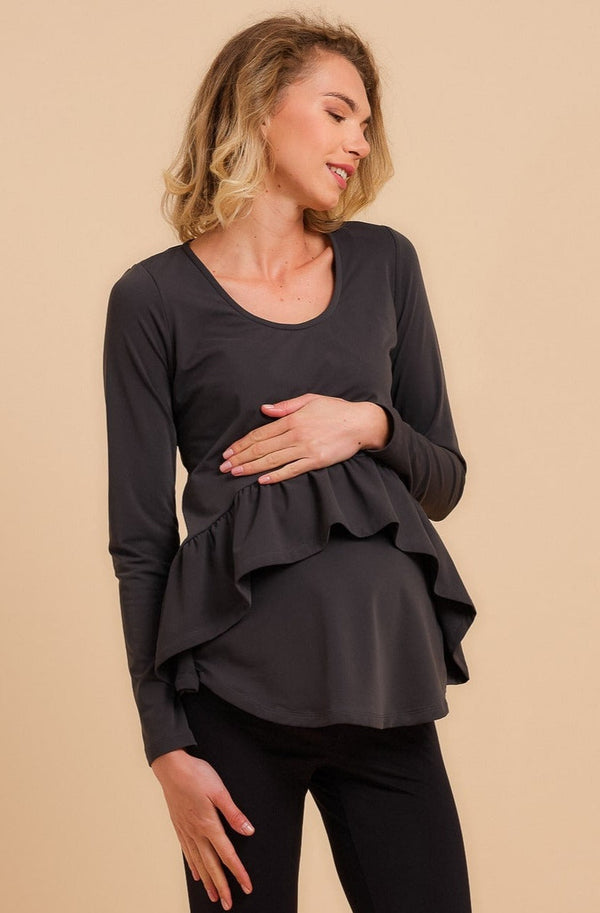 Μπλούζα εγκυμοσύνης και θηλασμού με βολάν - Μπλούζα - soonMAMA - Η σωστή προσθήκη στην κομψή και άνετη εγκυμοσύνη! - Παλτά για έγκυες