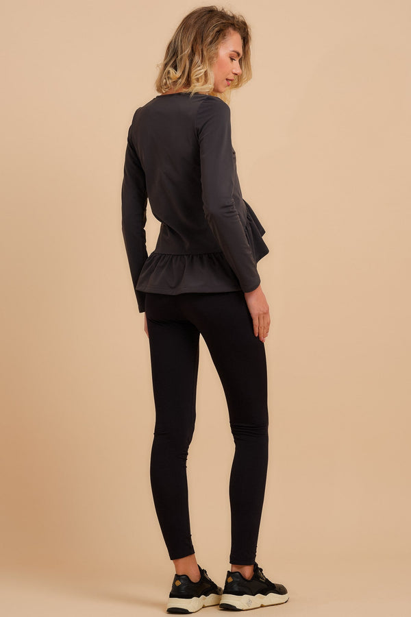 Μαύρο κολάν εγκυμοσύνης με χνουδωτό ύφασμα από μέσα - Παντελόνι - soonMAMA - Η σωστή προσθήκη στην κομψή και άνετη εγκυμοσύνη! - Παλτά για έγκυες