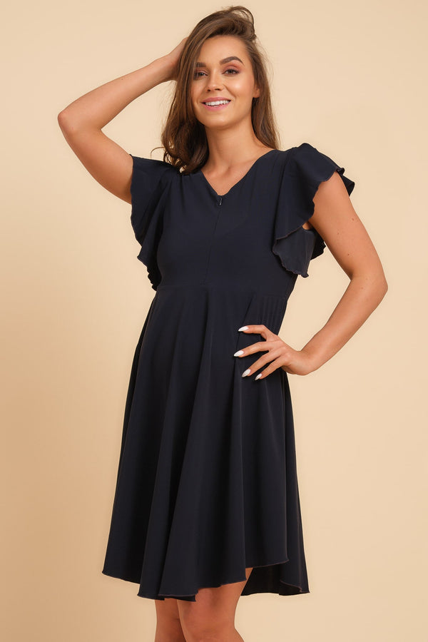 Απαλή φόρεμα εγκυμοσύνης και θηλασμού σε σκούρο μπλε - - soonMAMA - Η σωστή προσθήκη στην κομψή και άνετη εγκυμοσύνη! - Παλτά για έγκυες