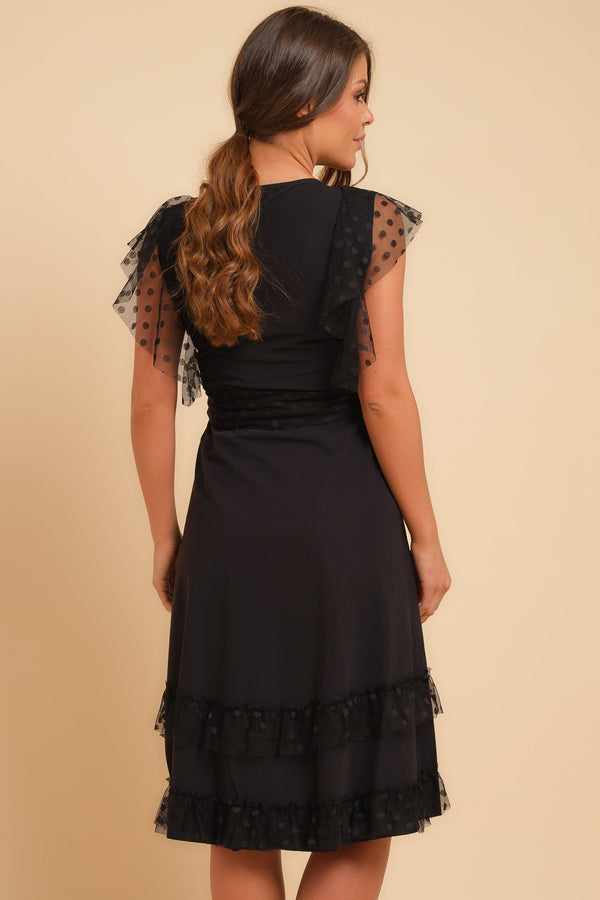 Μακρύ φόρεμα εγκυμοσύνης και θηλασμού με λεπτομέρειες πουά - Clothing - soonMAMA - Η σωστή προσθήκη στην κομψή και άνετη εγκυμοσύνη! - Παλτά για έγκυες