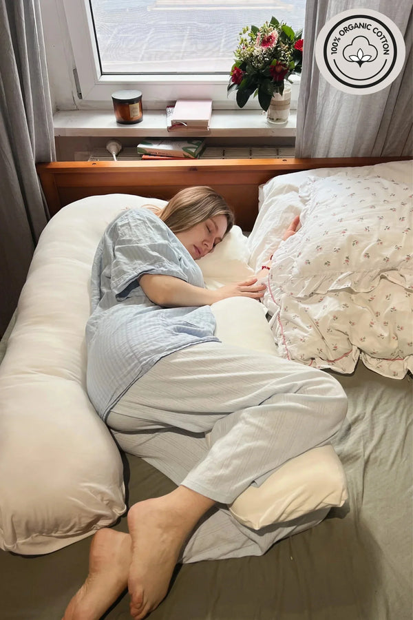 Μαξιλάρι εγκυμοσύνης 3 σε 1 - οργανικό βαμβάκι - εκρού - - soonMAMA - Η σωστή προσθήκη στην κομψή και άνετη εγκυμοσύνη! - Παλτά για έγκυες