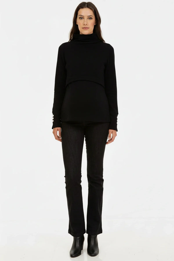 Τζιν εγκυμοσύνης bootcut σε μαύρο χρώμα - - soonMAMA - Η σωστή προσθήκη στην κομψή και άνετη εγκυμοσύνη! - Παλτά για έγκυες