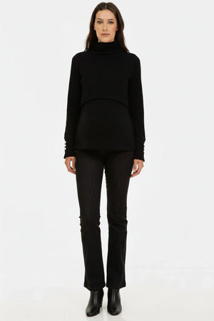 Τζιν εγκυμοσύνης bootcut σε μαύρο χρώμα - - soonMAMA - Η σωστή προσθήκη στην κομψή και άνετη εγκυμοσύνη! - Παλτά για έγκυες