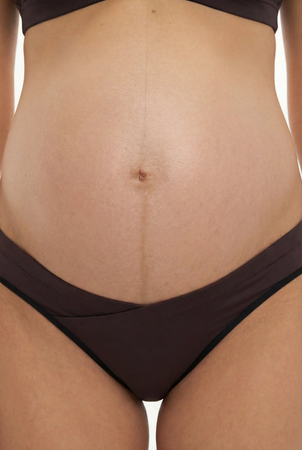 Μπικίνι εγκυμοσύνης με χαμηλή μέση - σκούρο καφέ