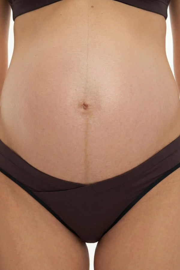 Μπικίνι εγκυμοσύνης με χαμηλή μέση - σκούρο καφέ