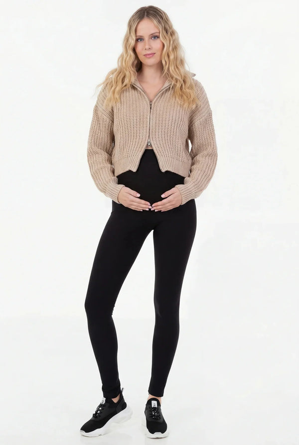 Μαύρο κολάν εγκυμοσύνης με χνουδωτό ύφασμα από μέσα