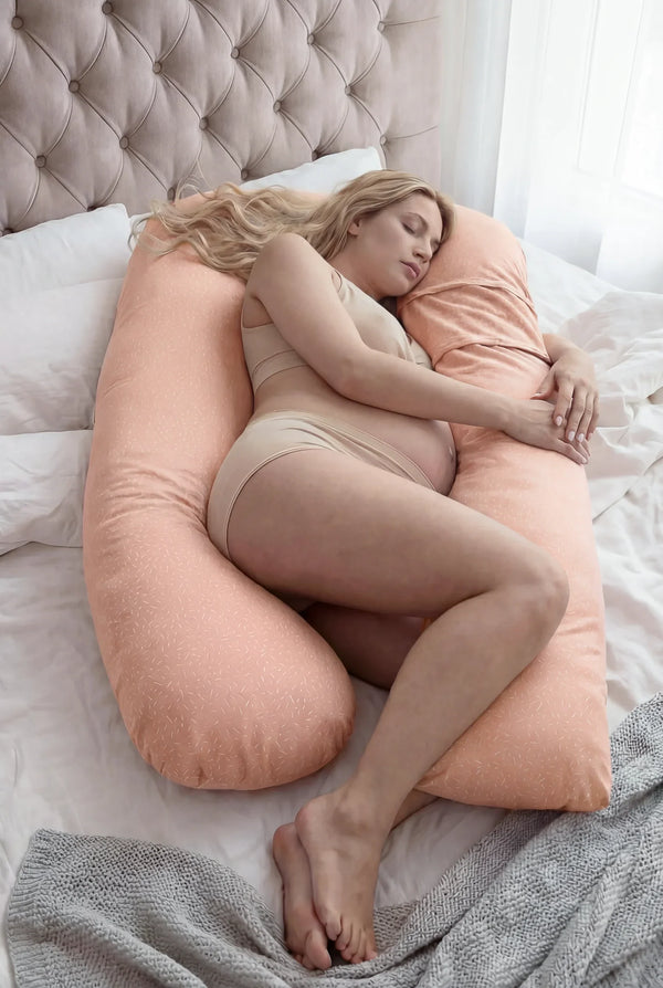 Μαξιλάρι εγκυμοσύνης και θηλασμού 3 σε 1  – Κονφετί ροδάκινο