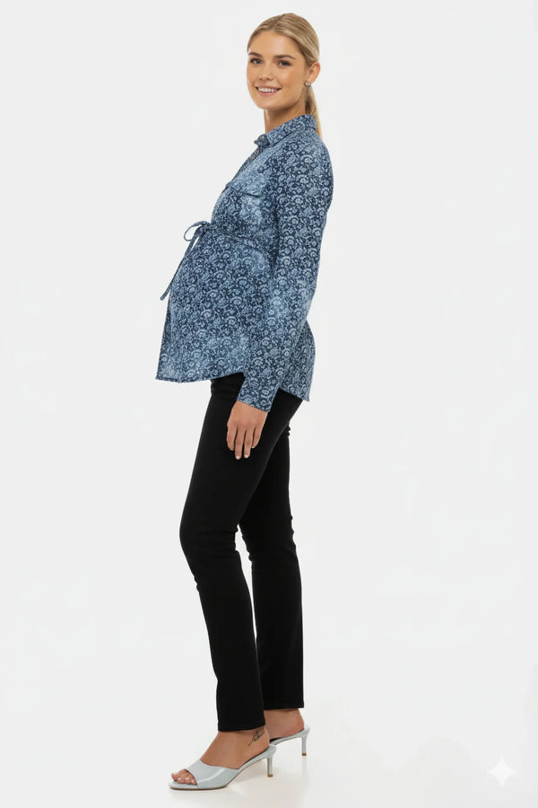 Βαμβακερό πουκάμισο εγκυμοσύνης και θηλασμού με σχέδιο - - soonMAMA - Η σωστή προσθήκη στην κομψή και άνετη εγκυμοσύνη! - Παλτά για έγκυες