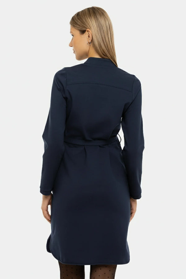 Ελαστικό σκούρο μπλε φόρεμα εγκυμοσύνης και θηλασμού - - soonMAMA - Η σωστή προσθήκη στην κομψή και άνετη εγκυμοσύνη! - Παλτά για έγκυες