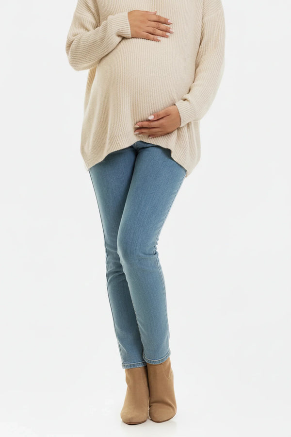 Εφαρμοστό ελαστικό τζιν εγκυμοσύνης με βαμβακερό άνω μέρος - - soonMAMA - Η σωστή προσθήκη στην κομψή και άνετη εγκυμοσύνη! - Παλτά για έγκυες