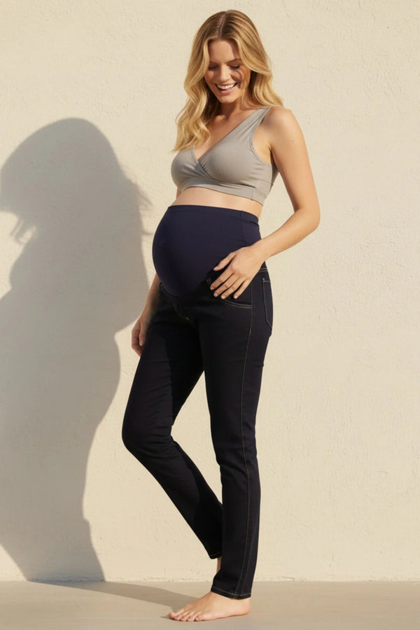 Εφαρμοστά ελαστικά τζιν εγκυμοσύνης