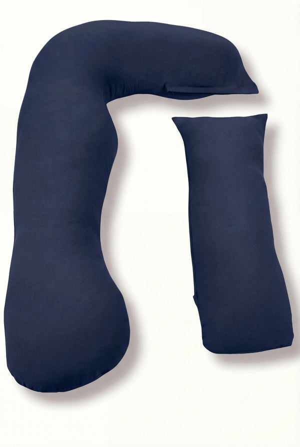 Μαξιλάρι εγκυμοσύνης 3 σε 1 - οργανικό βαμβάκι - σκούρο μπλε