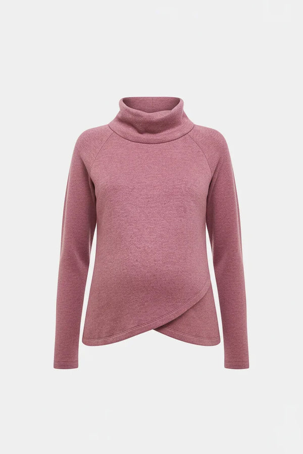 Πλεκτό πουλόβερ εγκυμοσύνης και θηλασμού - σκούρο ροζ