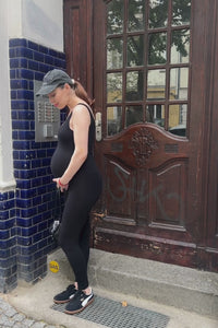 Βαμβακερή διπλή ολόσωμη φόρμα εγκυμοσύνης – μαύρος - - soonMAMA - Η σωστή προσθήκη στην κομψή και άνετη εγκυμοσύνη! - Παλτά για έγκυες