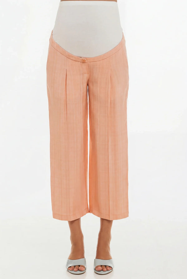 Παντελόνι καμπάνα ⅞ με πιέτες εγκυμοσύνης – ροδακινί