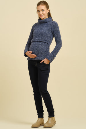 Τζιν εγκυμοσύνης με βαμβακερό άνω μέρος - Παντελόνι - soonMAMA - Η σωστή προσθήκη στην κομψή και άνετη εγκυμοσύνη! - Παλτά για έγκυες