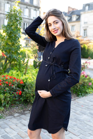 Τζιν φόρεμα εγκυμοσύνης και θηλασμού - Φόρεμα - soonMAMA - Η σωστή προσθήκη στην κομψή και άνετη εγκυμοσύνη! - Παλτά για έγκυες