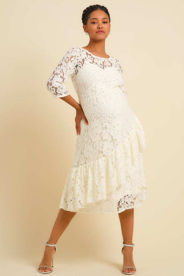 Επίσημη δαντελένια φόρεμα εγκυμοσύνης – εκρού - - soonMAMA - Η σωστή προσθήκη στην κομψή και άνετη εγκυμοσύνη! - Παλτά για έγκυες