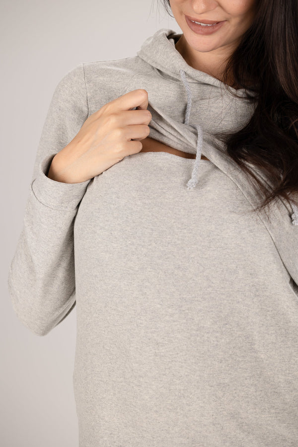 Μακρύ βαμβακερό φόρεμα εγκυμοσύνης και θηλασμού - - soonMAMA - Η σωστή προσθήκη στην κομψή και άνετη εγκυμοσύνη! - Παλτά για έγκυες