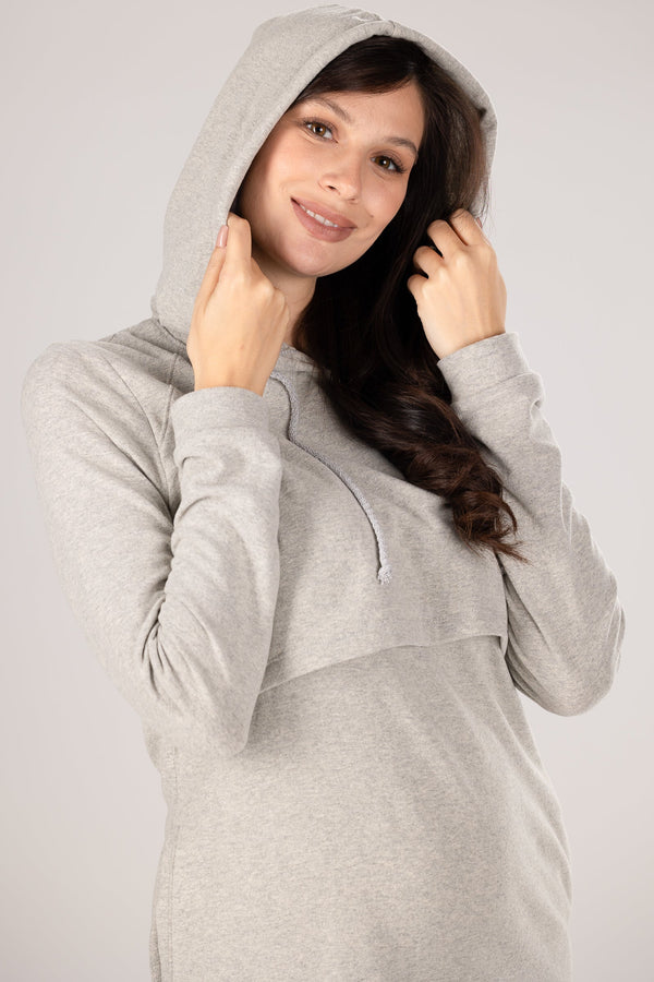 Μακρύ βαμβακερό φόρεμα εγκυμοσύνης και θηλασμού - - soonMAMA - Η σωστή προσθήκη στην κομψή και άνετη εγκυμοσύνη! - Παλτά για έγκυες