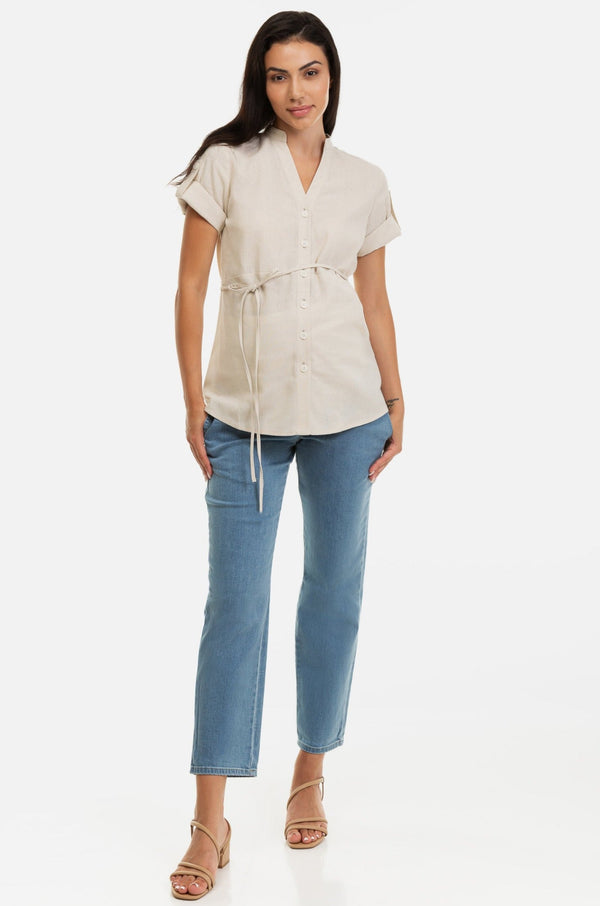 Ελαστικό τζιν εγκυμοσύνης σε ίσια γραμμή