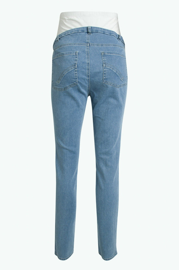 Εφαρμοστό ελαστικό τζιν εγκυμοσύνης με βαμβακερό άνω μέρος - - soonMAMA - Η σωστή προσθήκη στην κομψή και άνετη εγκυμοσύνη! - Παλτά για έγκυες