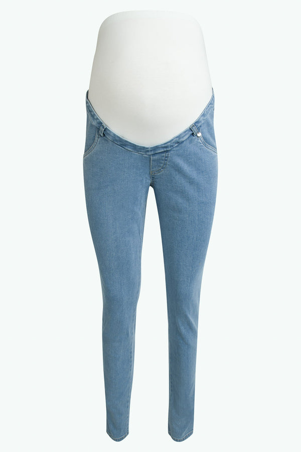 Εφαρμοστό ελαστικό τζιν εγκυμοσύνης με βαμβακερό άνω μέρος - - soonMAMA - Η σωστή προσθήκη στην κομψή και άνετη εγκυμοσύνη! - Παλτά για έγκυες