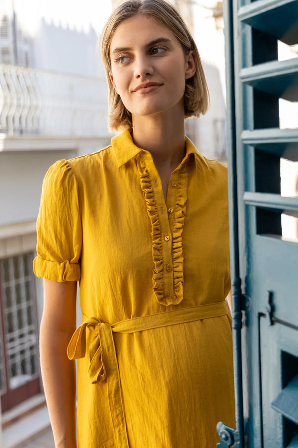 Φόρεμα εγκυμοσύνης και θηλασμού με γιακά με βολάν - - soonMAMA - Η σωστή προσθήκη στην κομψή και άνετη εγκυμοσύνη! - Παλτά για έγκυες