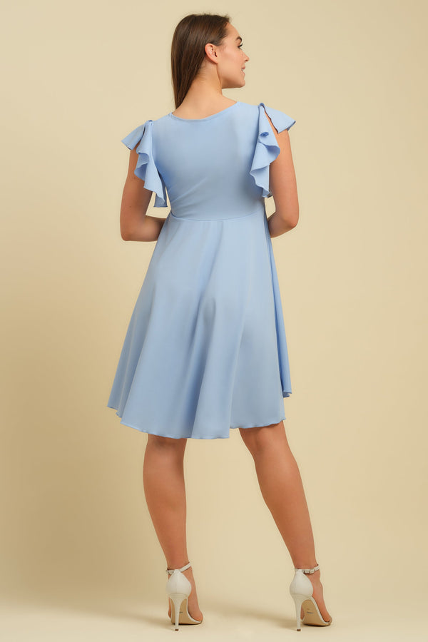 Αεράτο γαλάζιο φόρεμα εγκυμοσύνης και θηλασμού - Clothing - soonMAMA - Η σωστή προσθήκη στην κομψή και άνετη εγκυμοσύνη! - Παλτά για έγκυες