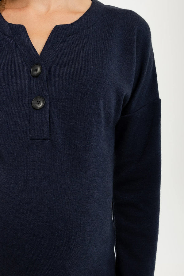 Μακριά πλεκτή φόρεμα εγκυμοσύνης και θηλασμού – σκούρο μπλε - - soonMAMA - Η σωστή προσθήκη στην κομψή και άνετη εγκυμοσύνη! - Παλτά για έγκυες