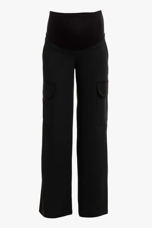 Κομψό μαύρο παντελόνι cargo εγκυμοσύνης - - soonMAMA - Η σωστή προσθήκη στην κομψή και άνετη εγκυμοσύνη! - Παλτά για έγκυες