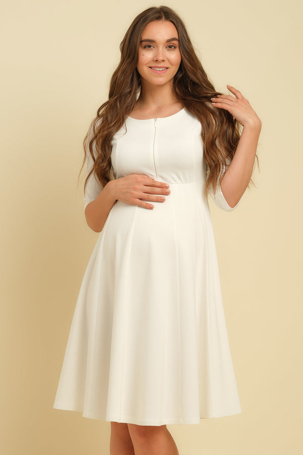 Βραδινό λευκό φόρεμα εγκυμοσύνης και θηλασμού