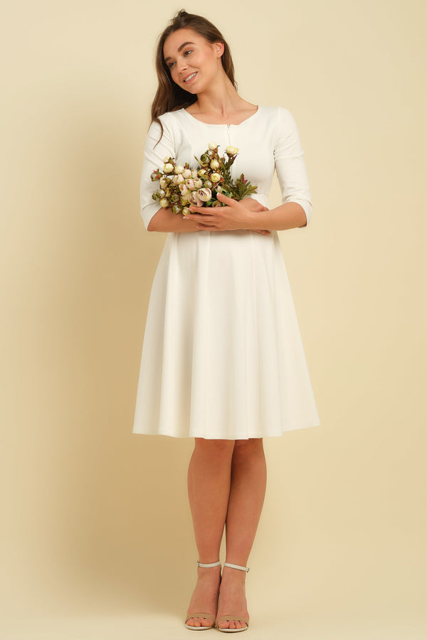 Βραδινό λευκό φόρεμα εγκυμοσύνης και θηλασμού